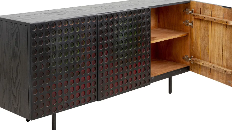 Komoda 3-drzwiowa Fornirowana Czarna Front Kolorowy 160x75 Cm*KARE Design New