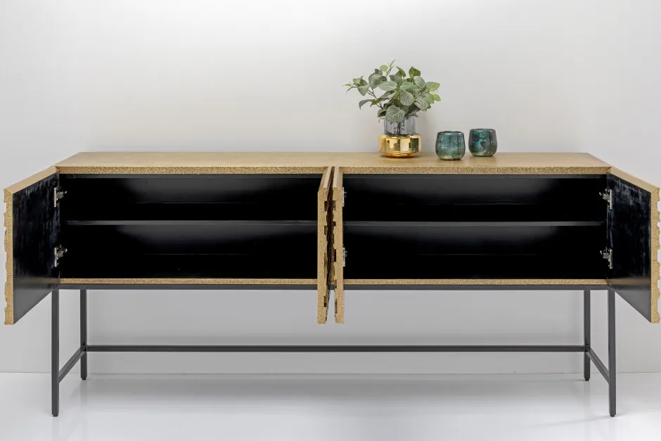 Komoda 4-drzwiowa Złota Ręcznie Kuta Stal Mosiężna 183x86 Cm*KARE Design Sale