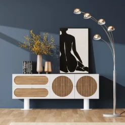 Komoda 2-drzwiowa Z 2 Szufladami Biała Front Drewno Dębowe 183x76 Cm*KARE Design New
