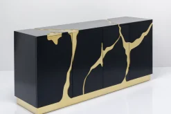 Komoda Glamour Czterodrzwiowa Czarno-złota 165 Cm*KARE Design New