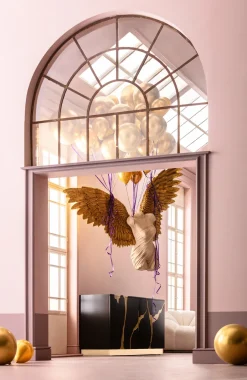 Komoda Glamour Czterodrzwiowa Czarno-złota 165 Cm*KARE Design New