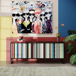 Komoda Kolorowa Z Szufladami I Drzwiami MDF 186 Cm Podstawa Czarna Stalowa*KARE Design Outlet
