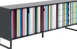 Komoda Kolorowa Z Szufladami I Drzwiami MDF 186 Cm Podstawa Czarna Stalowa*KARE Design Outlet