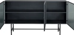 Komoda Loft Czarna Stalowa Front Szkło Ryflowane 150x90 Cm*KARE Design Hot