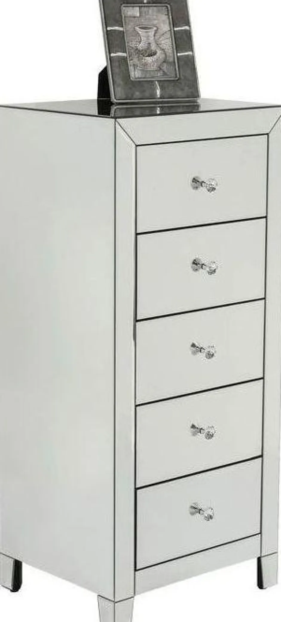 Komoda Lustrzana Blat Lustro Srebrna Z Szufladami 49x41 Cm*KARE Design Discount