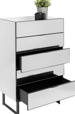 Komoda Lustrzana Z 5 Szufladami Nogi Czarne 65x114 Cm*KARE Design New