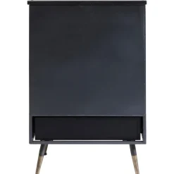 Komoda Metalowa Czarna Grafitowa Z Przeszklonymi Frontami Złotymi Uchwytami Metalowymi Nogami 65x38 Cm*KARE Design Hot