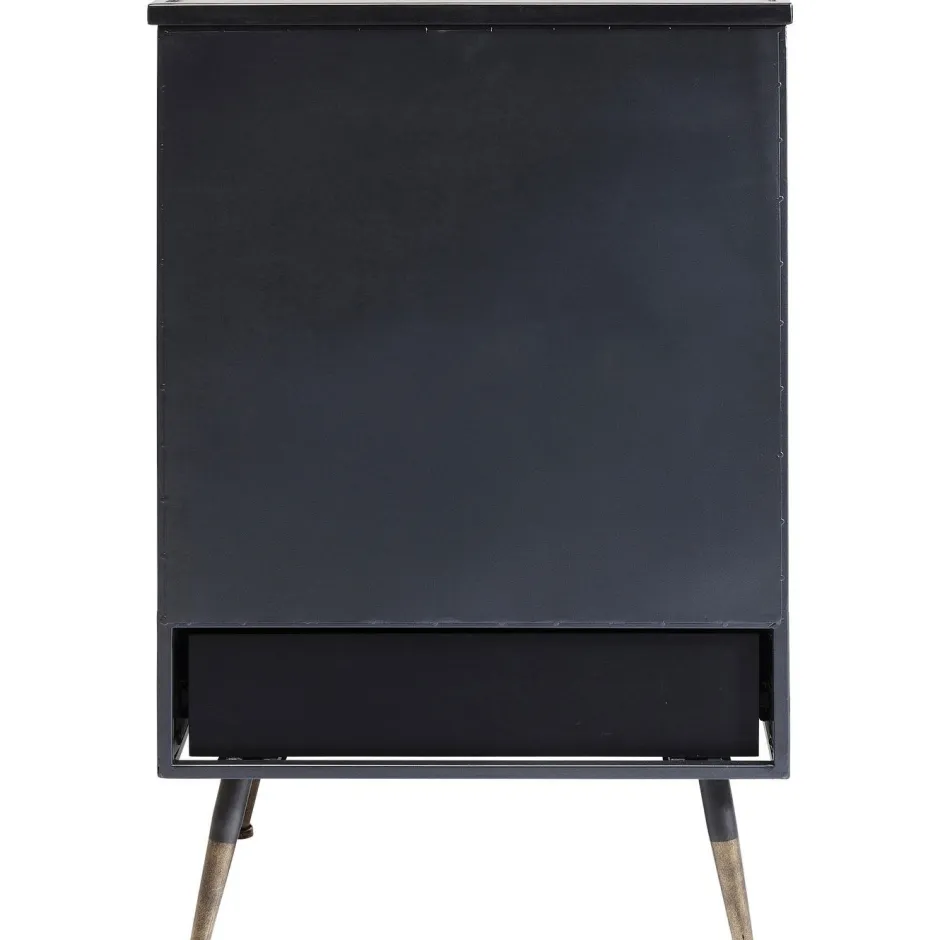 Komoda Metalowa Czarna Grafitowa Z Przeszklonymi Frontami Złotymi Uchwytami Metalowymi Nogami 65x38 Cm*KARE Design Hot