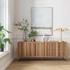 Komoda Naturalna Z Szufladami I Drzwiami 186 Cm Podstawa Złota*KARE Design Discount