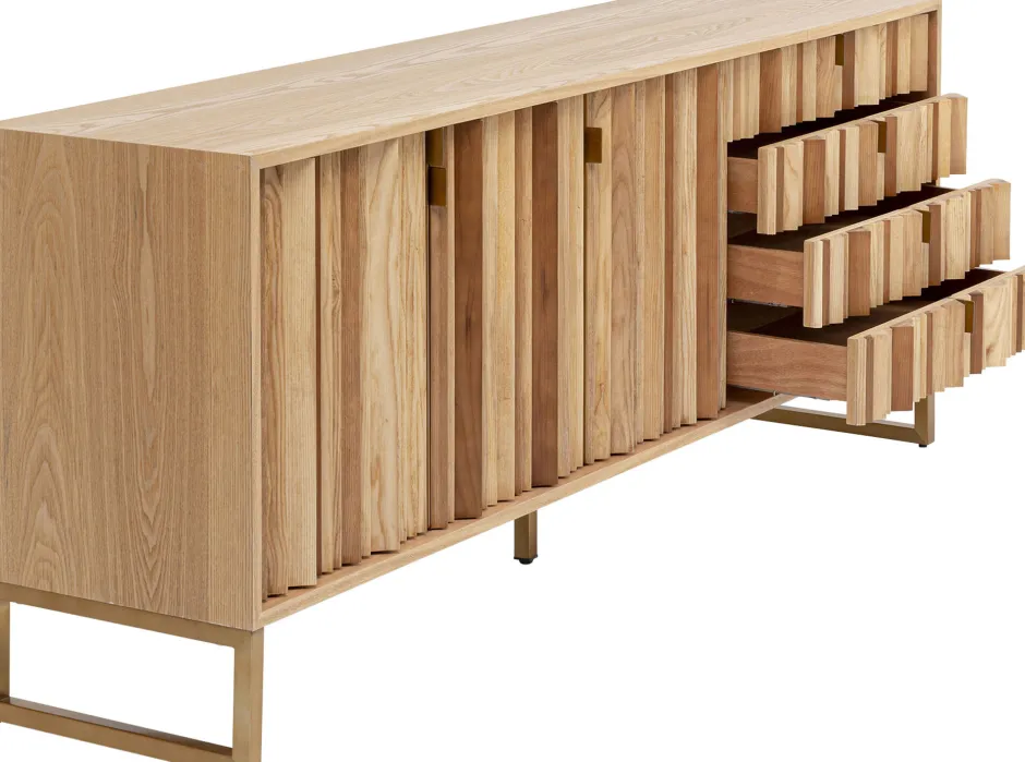 Komoda Naturalna Z Szufladami I Drzwiami 186 Cm Podstawa Złota*KARE Design Discount