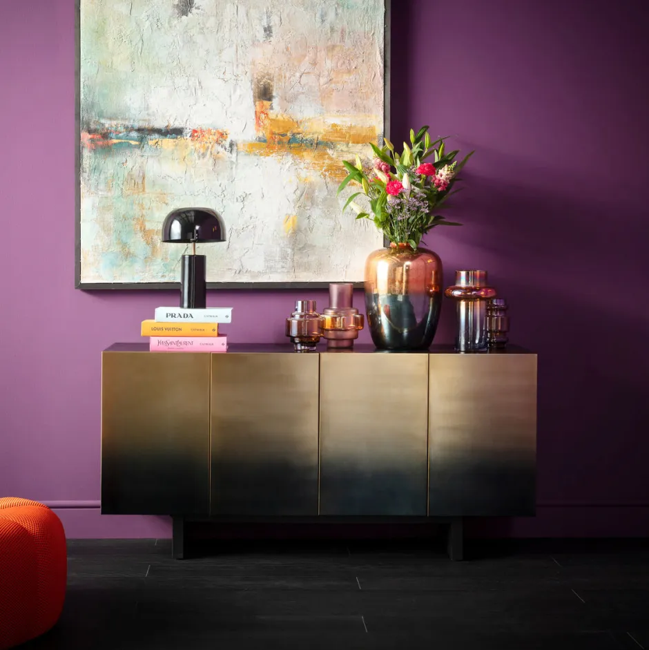 Komoda Nowoczesna 4-drzwiowa Do Salonu Front Czarno-złoty 160x78 Cm*KARE Design Hot