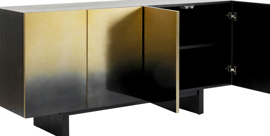 Komoda Nowoczesna 4-drzwiowa Do Salonu Front Czarno-złoty 160x78 Cm*KARE Design Hot