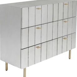 Komoda Srebrno Złota Z Szufladami I Uchwytami 106x89 Cm*KARE Design Best