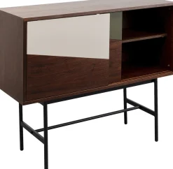 Komoda Z Drzwiami Przesuwnymi Brązowa Fornir Orzech Front Geometryczny 110x95 Cm*KARE Design Best