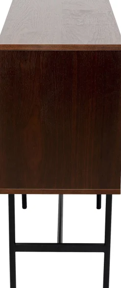 Komoda Z Drzwiami Przesuwnymi Brązowa Fornir Orzech Front Geometryczny 110x95 Cm*KARE Design Best