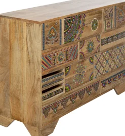 Komoda Z 14 Szufladami Drewno Mango Kolorowe Ornamenty 115x80 Cm*KARE Design Hot