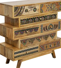Komoda Z 8 Szufladami Drewno Mango Kolorowe Ornamenty 65x65 Cm*KARE Design Hot