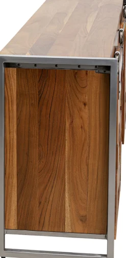 Komoda Z 3 Szufladami I Drzwiami Przesuwnymi Drewno Akacjowe Nogi Stalowe 160x78 Cm*KARE Design Online
