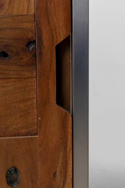 Komoda Z 3 Szufladami I Drzwiami Przesuwnymi Drewno Akacjowe Nogi Stalowe 160x78 Cm*KARE Design Online