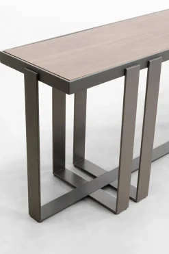 Konsola Do Przedpokoju Blat Fornirowany Orzech Nogi Stalowe 150x45 Cm*KARE Design Discount