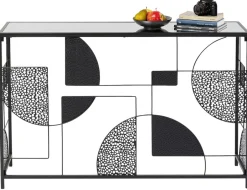 Konsola Do Przedpokoju Loft Czarna Stalowa Blat Lustrzany 120x33 Cm*KARE Design Outlet
