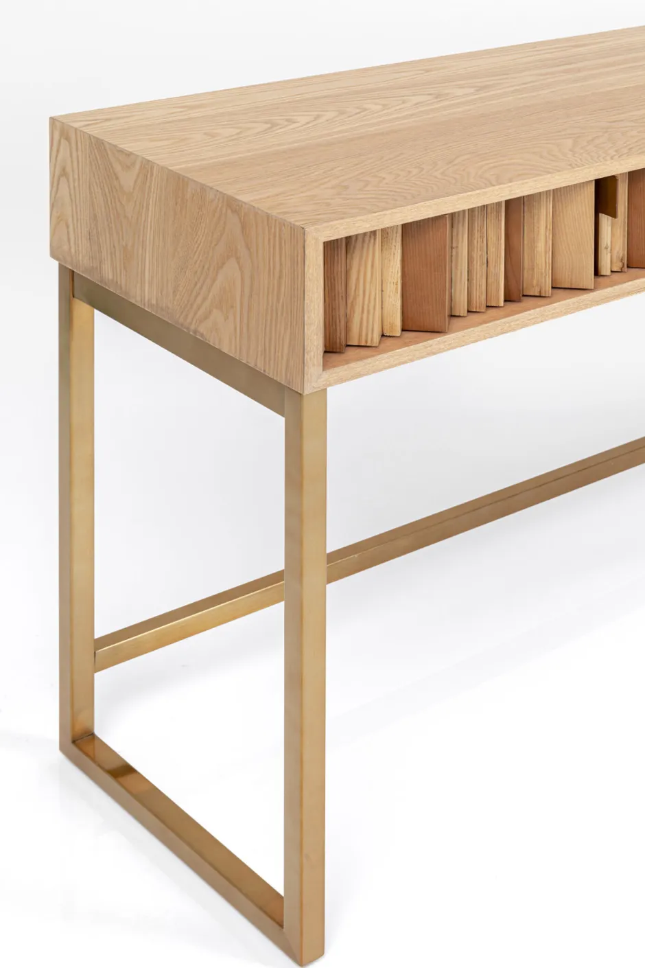 Konsola Z Szufladami MDF Naturalna 136x40 Cm Front Sklejka Jesionowa*KARE Design Online