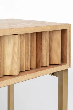 Konsola Z Szufladami MDF Naturalna 136x40 Cm Front Sklejka Jesionowa*KARE Design Online