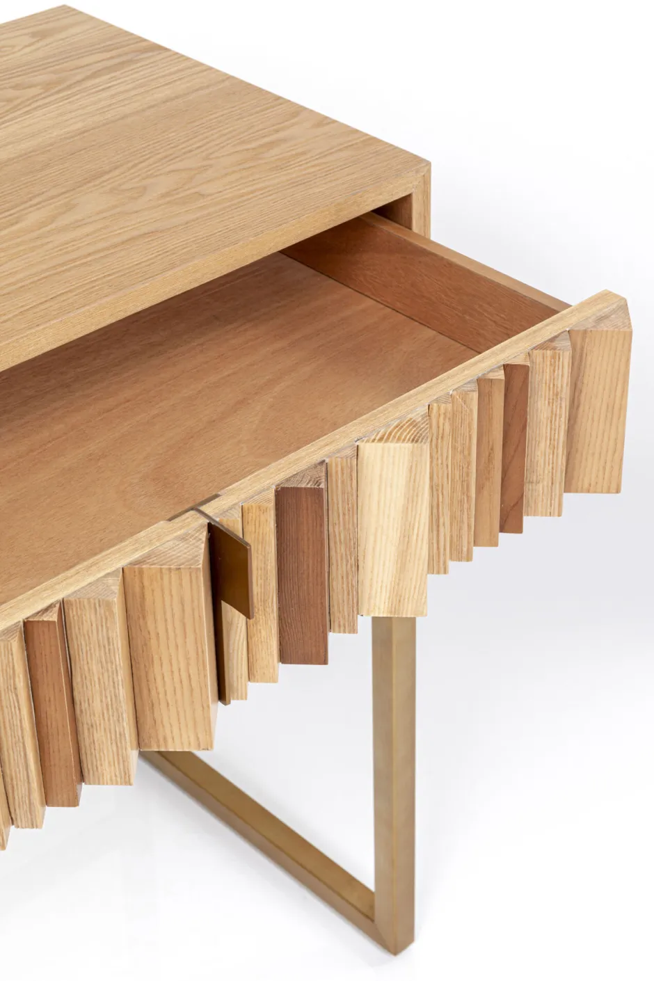 Konsola Z Szufladami MDF Naturalna 136x40 Cm Front Sklejka Jesionowa*KARE Design Online
