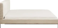 Łóżko Podwójne Z Zagłówkiem Kremowe Nogi Czarne 180x200 Cm*KARE Design Outlet