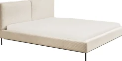 Łóżko Podwójne Z Zagłówkiem Kremowe Nogi Czarne 160x200 Cm*KARE Design New