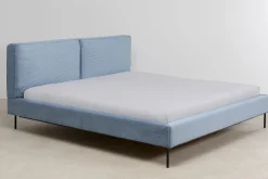 Łóżko Podwójne Z Zagłówkiem Niebieskie Nogi Czarne 160x200 Cm*KARE Design Discount