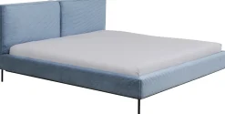 Łóżko Podwójne Z Zagłówkiem Niebieskie Nogi Czarne 180x200 Cm*KARE Design Sale