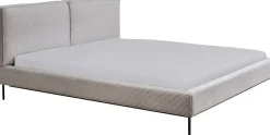 Łóżko Podwójne Z Zagłówkiem Szare Nogi Czarne 180x200 Cm*KARE Design Outlet