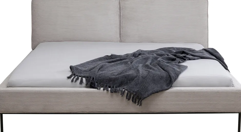 Łóżko Podwójne Z Zagłówkiem Szare Nogi Czarne 180x200 Cm*KARE Design Outlet