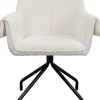 Krzesło Białe Z Podłokietnikami Obrotowe Nogi Czarne Stalowe 70x84 Cm*KARE Design Discount
