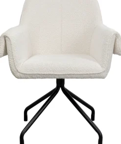 Krzesło Białe Z Podłokietnikami Obrotowe Nogi Czarne Stalowe 70x84 Cm*KARE Design Discount