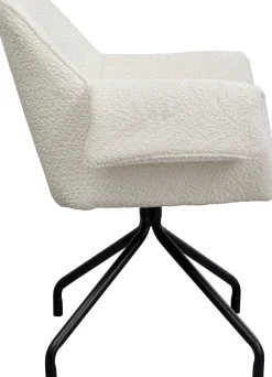 Krzesło Białe Z Podłokietnikami Obrotowe Nogi Czarne Stalowe 70x84 Cm*KARE Design Discount