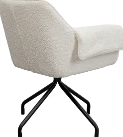 Krzesło Białe Z Podłokietnikami Obrotowe Nogi Czarne Stalowe 70x84 Cm*KARE Design Discount