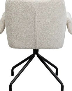 Krzesło Białe Z Podłokietnikami Obrotowe Nogi Czarne Stalowe 70x84 Cm*KARE Design Discount