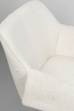 Krzesło Białe Z Podłokietnikami Obrotowe Nogi Czarne Stalowe 70x84 Cm*KARE Design Discount