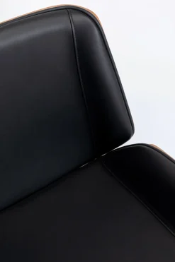 Krzesło Biurowe Czarne Oparcie Orzech Włoski Nogi Aluminium 60x100 Cm*KARE Design