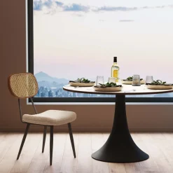 Krzesło Do Jadalni Kremowe Oparcie Naturalne Nogi Stalowe 47x81 Cm*KARE Design