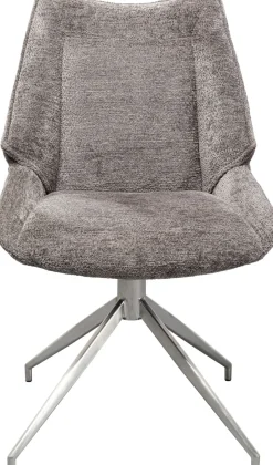 Krzesło Do Jadalni Obrotowe Szare Nogi Srebrne Stalowe 55x92 Cm*KARE Design Sale