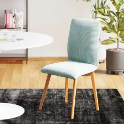 Krzesło Do Jadalni Tapicerka Jasnoniebieska Nogi Dębowe Olejowane 44x92 Cm*KARE Design Outlet