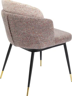 Krzesło Do Jadalni Tapicerowane Brązowo-beżowe Nogi Czarno-złote 52xs81 Cm*KARE Design Discount