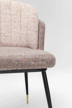 Krzesło Do Jadalni Tapicerowane Brązowo-beżowe Nogi Czarno-złote 52xs81 Cm*KARE Design Discount
