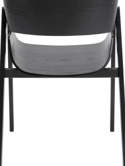Krzesło Do Jadalni Z Podłokietnikami Czarne Sklejka I Stal 56x77 Cm*KARE Design Outlet