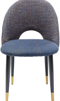 Krzesło Do Salonu Tapicerowane Niebieskie Nogi Czarno-złote*KARE Design Hot