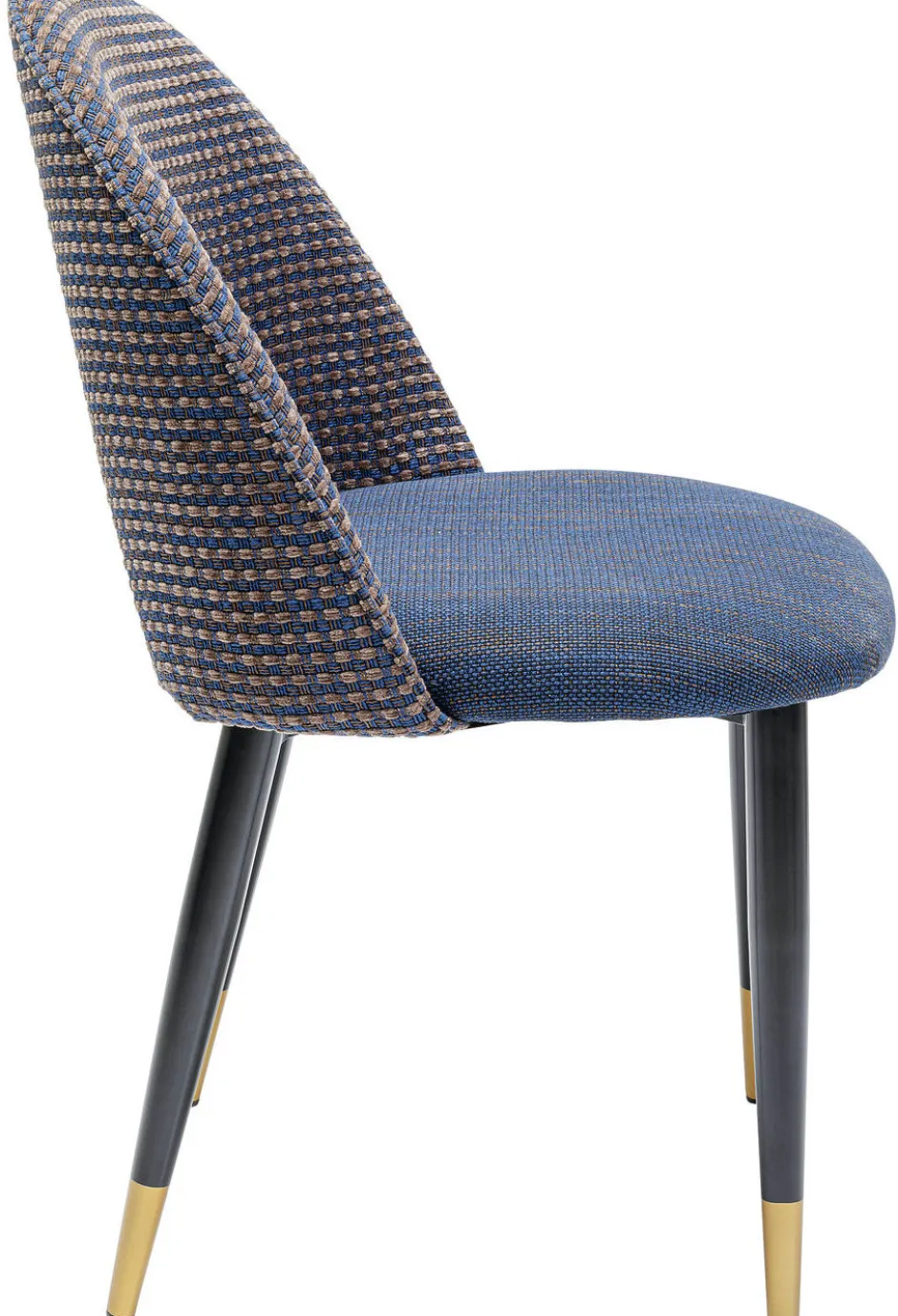 Krzesło Do Salonu Tapicerowane Niebieskie Nogi Czarno-złote*KARE Design Hot