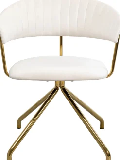 Krzesło Obrotowe Aksamitne Kremowe Nogi Złote 57x78 Cm*KARE Design New